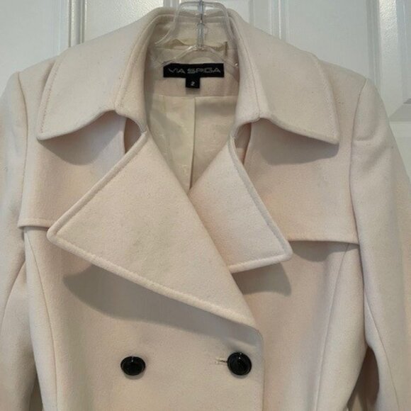 Via Spiga Winter White Peplum Belted Wool Coat – Sz 2 - Picture 7 of 15